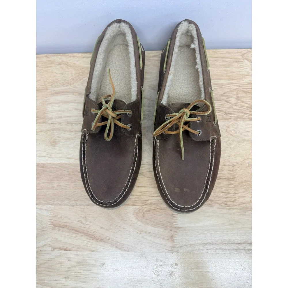 Sperry Men's Original Winter 2-Eye Boat Shoe brown shearling fleece lining #15